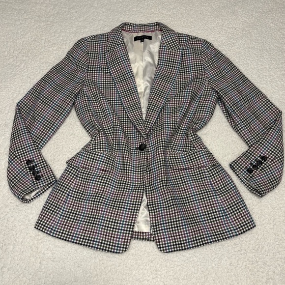 Talbots Jackets & Blazers - Talbots Women Multicolor Houndstooth Wool Blend Single Button Blazer